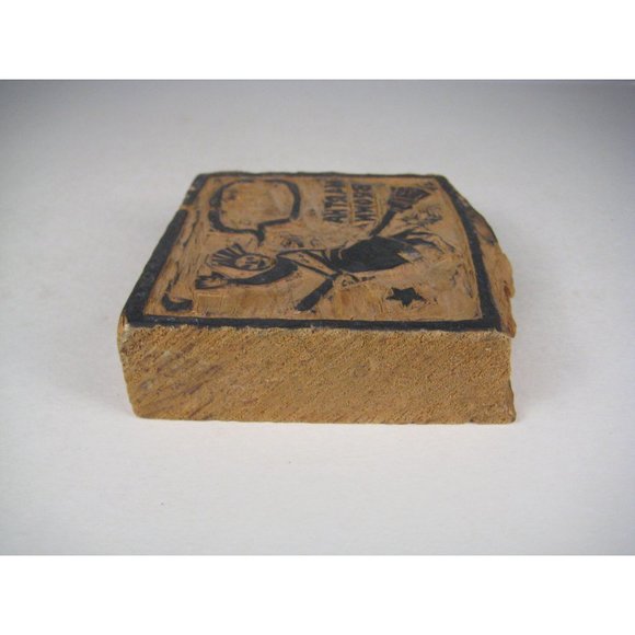 Martha Brown Vintage Hand Carved Wood Print Block Stamp Witch Broom Halloween - Picture 7 of 8